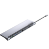Vention 11 in 1 Multi-function USB-C to HDMI/VGA/USB-C Gen 1/USB 3.0×2/USB 2.0/RJ45/SD/TF/TRRS 3.5mm/PD Docking Station 0.25m Gray Metal Type, THTHC