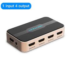 Vention 1 In 4 Out HDMI Splitter 4K@30Hz Gold Aluminum Alloy Type