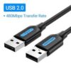 Vention USB 2.0 A Male to A Male Cable 1.5M Black PVC Type