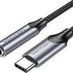 Vention USB-C Male to 3.5MM Earphone Jack With DAC Adapter 0.1M Gray Aluminum Alloy Type