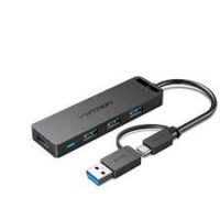 Vention 4-Port USB 3.0 Hub with USB-C & USB 3.0 2-in-1 Interface and Power Supply 0.15M ABS Type