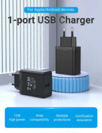 Vention 1-port USB Wall Charger(12W) UK-Plug Black