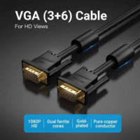 Vention VGA(3+6) Male to Male Cable with ferrite cores 20M Black