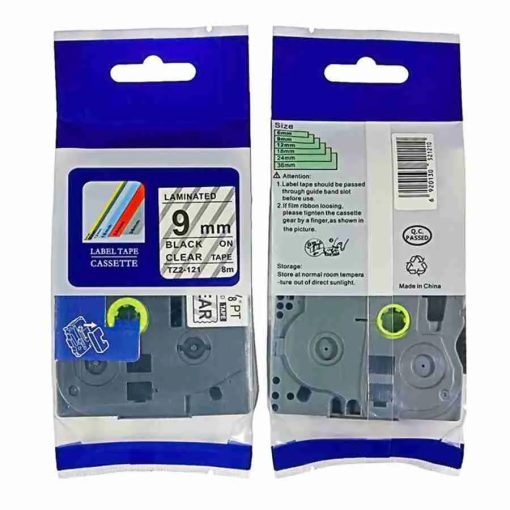Brother TZ2-121 9mm x 8m black on clear label tape