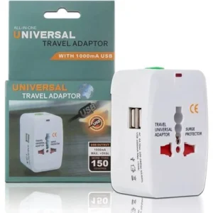 Universal Travel Power Adaptor Plug- 2 Usb Ports