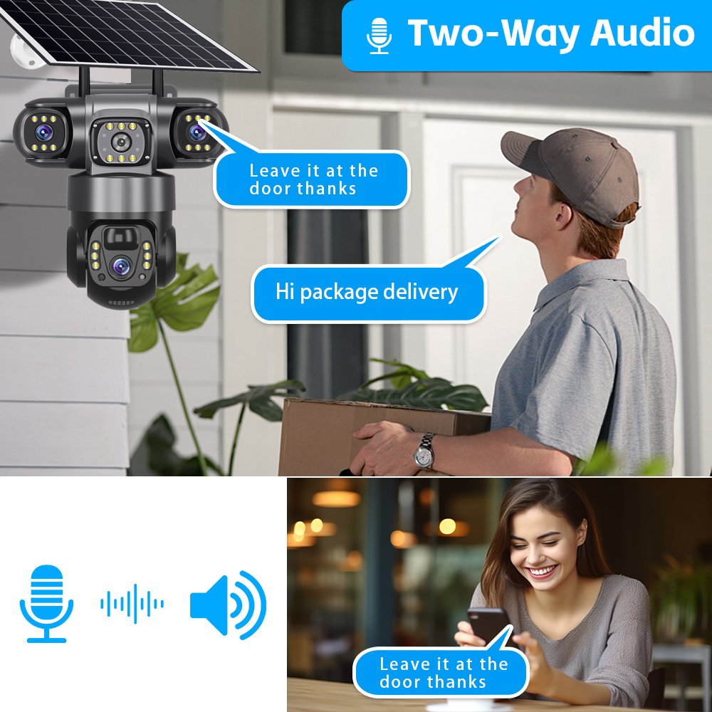 dual lens solar ptz camera two way audio