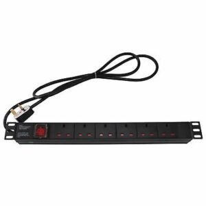 6 Way Black Cabinet Power Distribution Unit