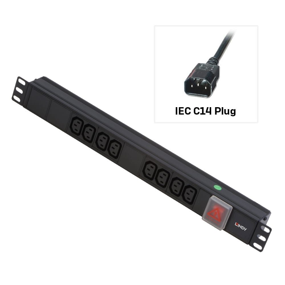 8-Way 1U Horizontal PDU Server Rack Plug