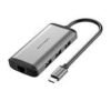 Vention 0.15m Metal type USB C Multi-function 8 in 1 Docking Station Type-C to HDMI,USB3.0, RJ45 - CNDHB