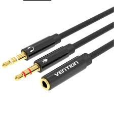 Vention 0.3m 2 x 3.5mm Male to 4 Pole 3.5mm Female Audio Cable