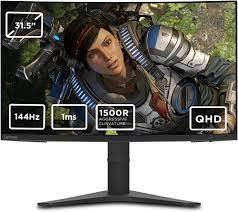 Lenovo G32QC-10 31.5 inches QHD Curved LED Gaming Monitor With Stand 144hz, 4ms, AMD FreeSync, HDMI 1.4 and DP 1.2, Black, 66A2GACBUK | G19315QG0